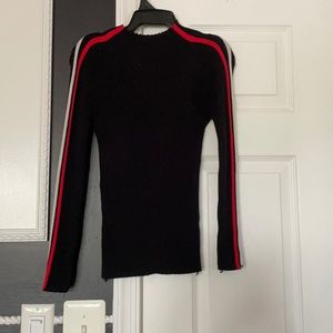 Black, red, and white knit sweater S